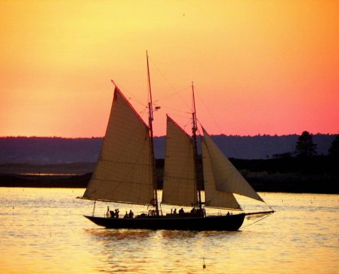 Schooner ALERT sails at Sunset